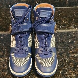 Louis Vuitton Blue and White High-Top Sneakers